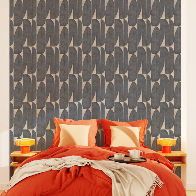 Papier peint intissé ODDA coloris Noir et taupe