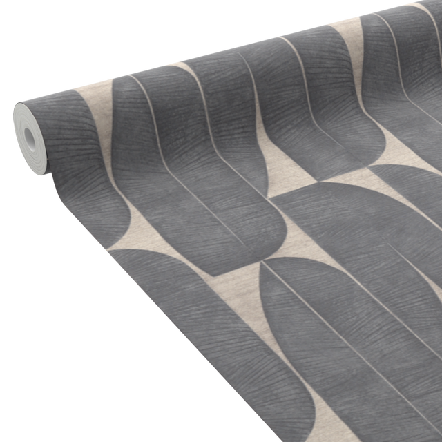 Papier peint intissé ODDA coloris Noir et taupe