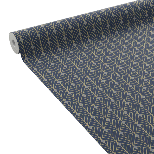 Caselio Papier peint intissé CAROLYN bleu nuit et doré