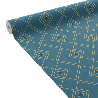 CASELIO Papier peint intissé Marcia Bleu paon