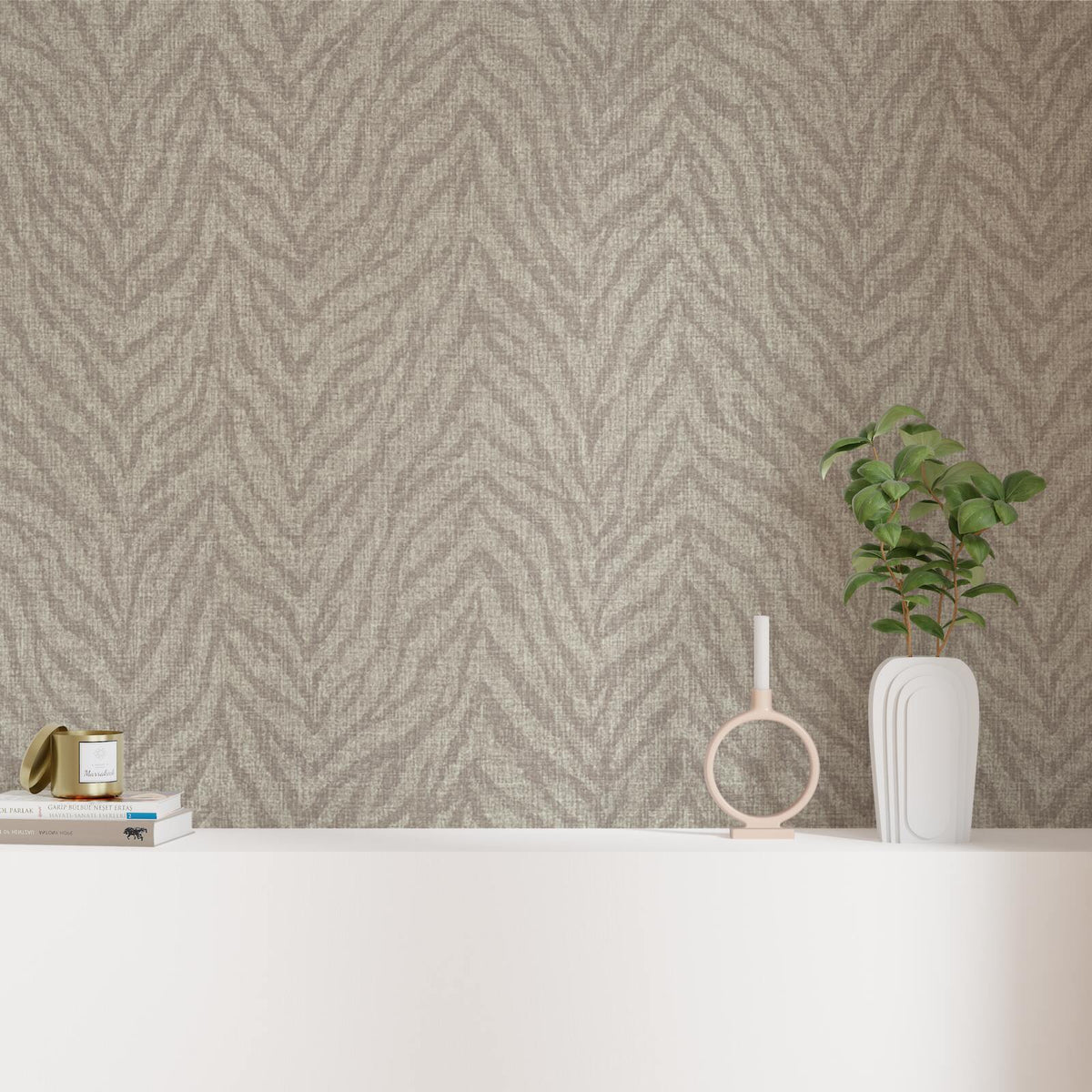 Papier peint intissé Zibra Taupe