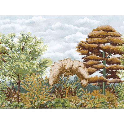 4MURS Papier peint panoramique XL Broceliande Terracotta et vert-de-gris Satiné