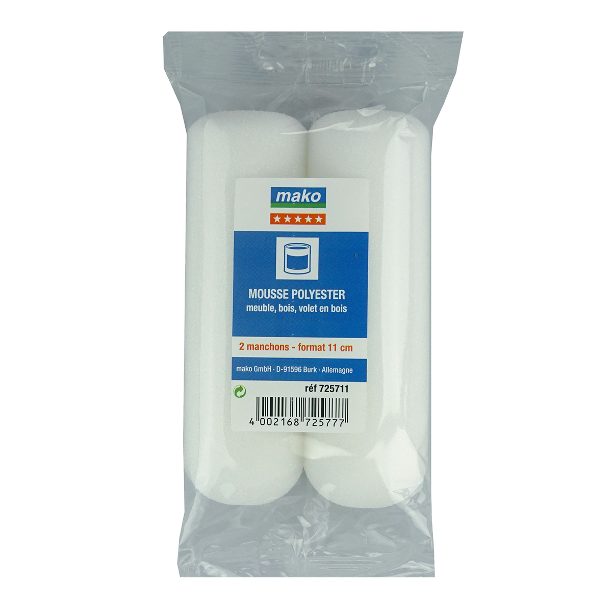 2 manchons mousse 11 cm 