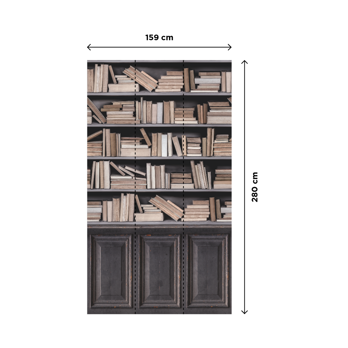 Papier peint panoramique L Bookshelf Anthracite Satiné