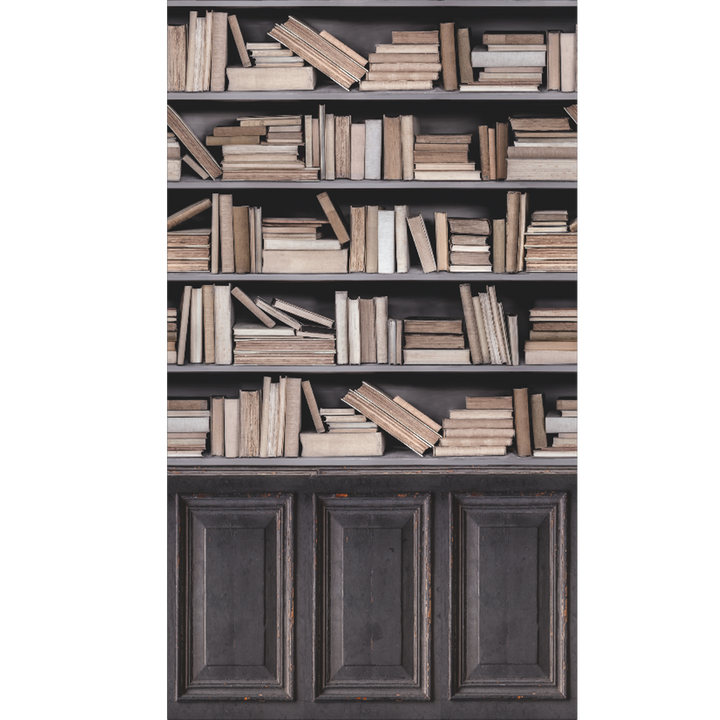 Papier peint panoramique L Bookshelf Anthracite Satiné