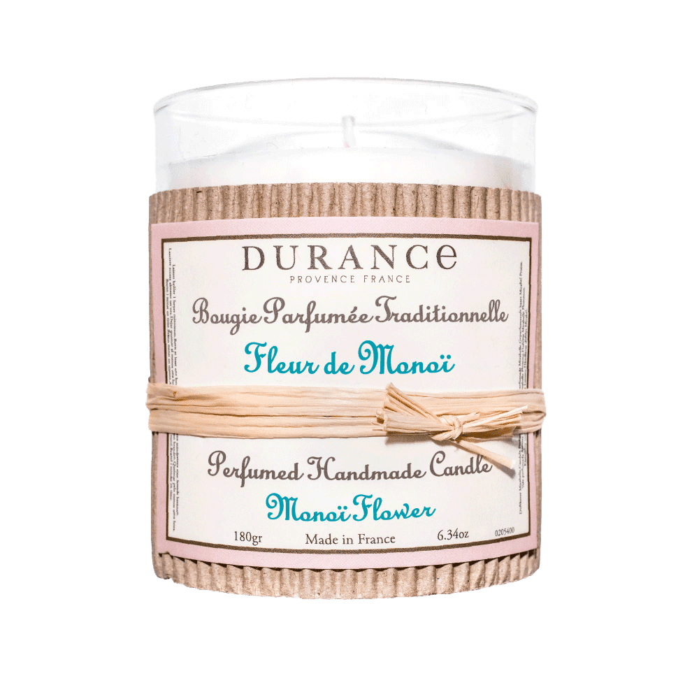 DURANCE Bougie parfumée Traditionnelle Beige Fleur de monoi 180G