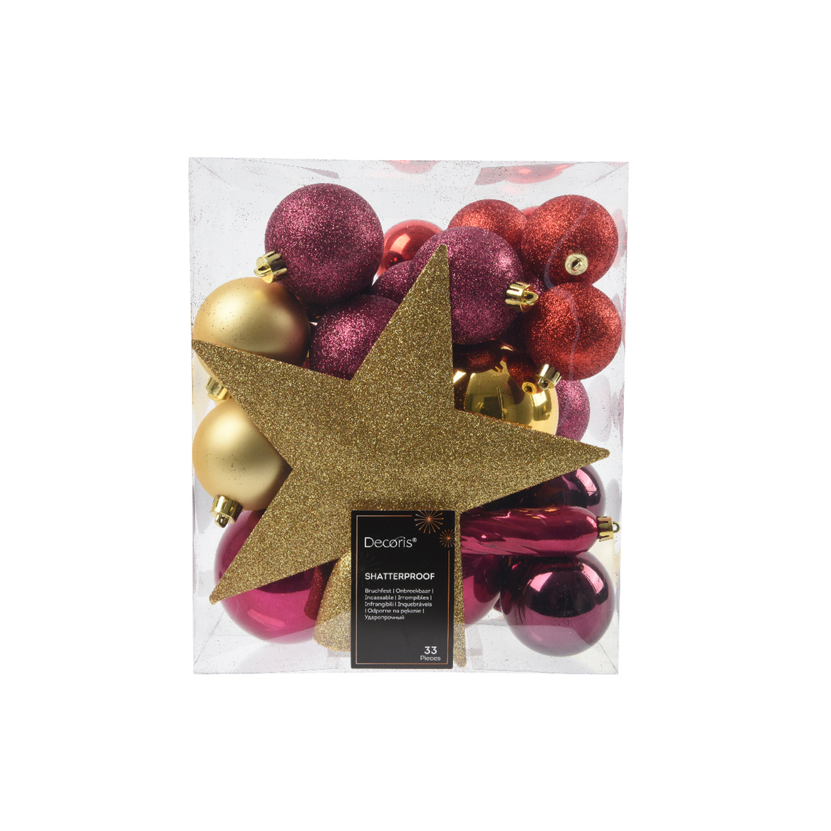 Décoration à suspendre Boules paillettes mix Bordeaux, or