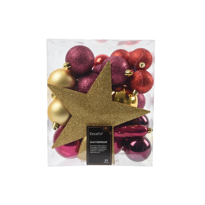 Décoration à suspendre Boules paillettes mix Bordeaux, or