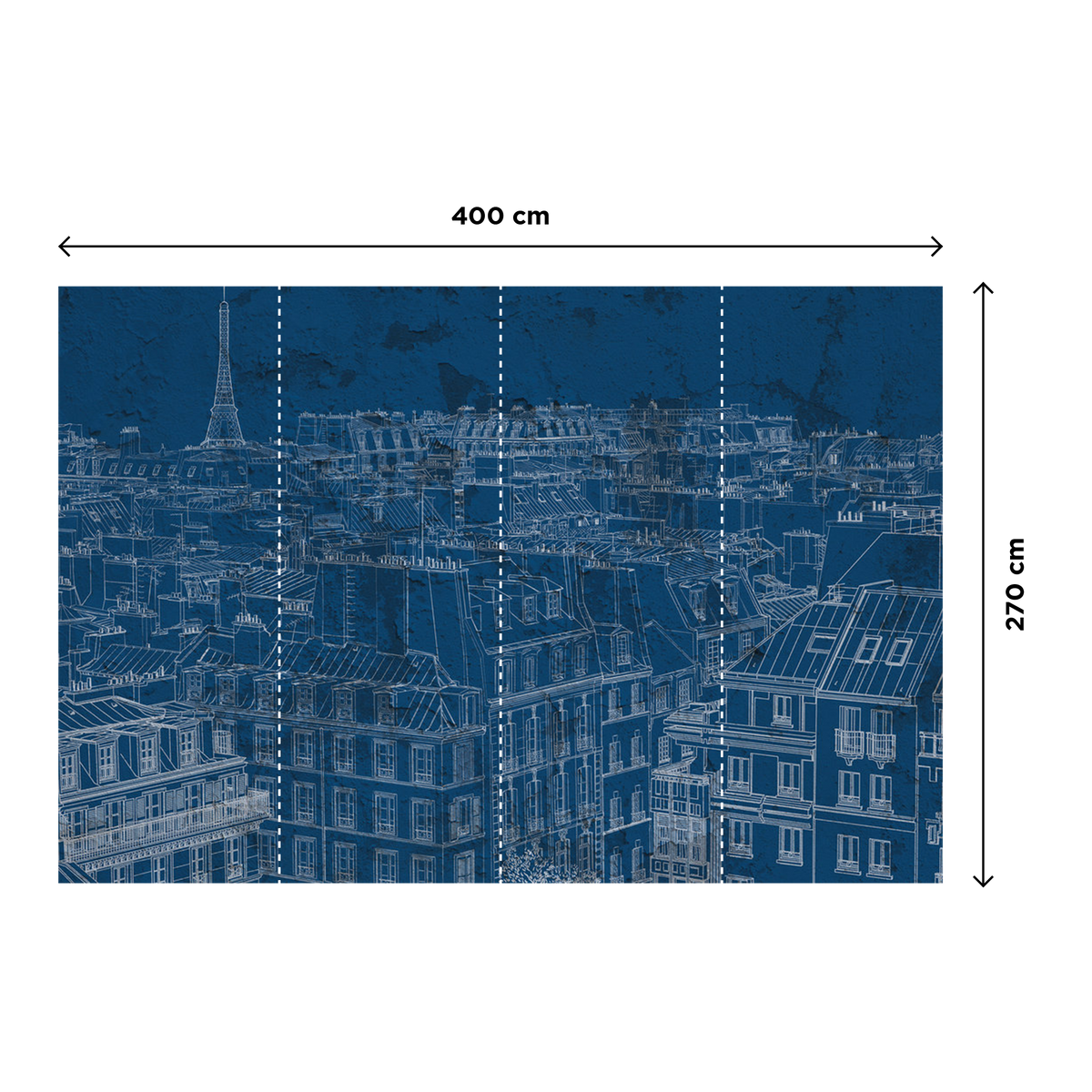 Papier peint panoramique XL Marceau Bleu nuit Satiné
