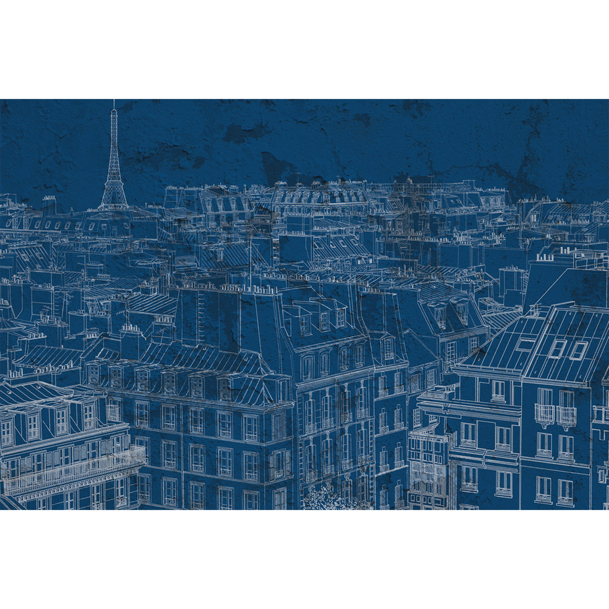 Papier peint panoramique XL Marceau Bleu nuit Satiné