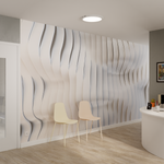 Entrée avec papier peint panoramique trompe l'oeil blanc