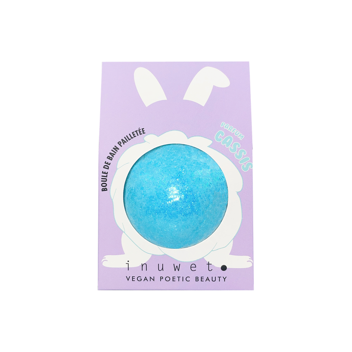 INUWET Boule de bain Pailletee effervescente Bleu Cassis 120G