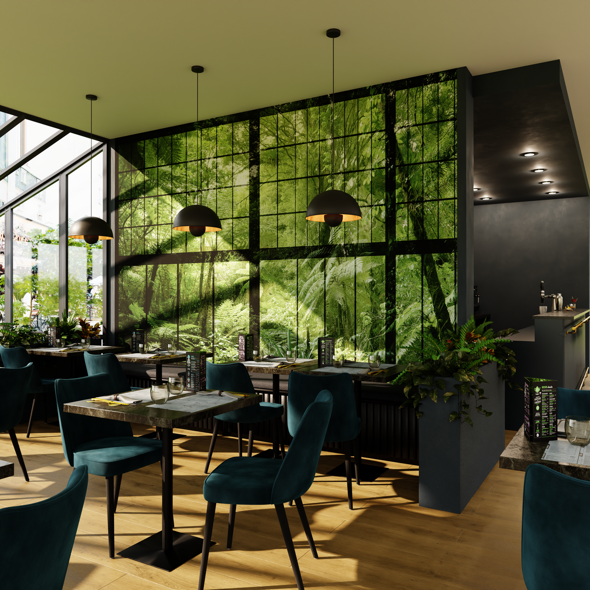 Papier peint panoramique XL Tropelia Vert feuille Satiné