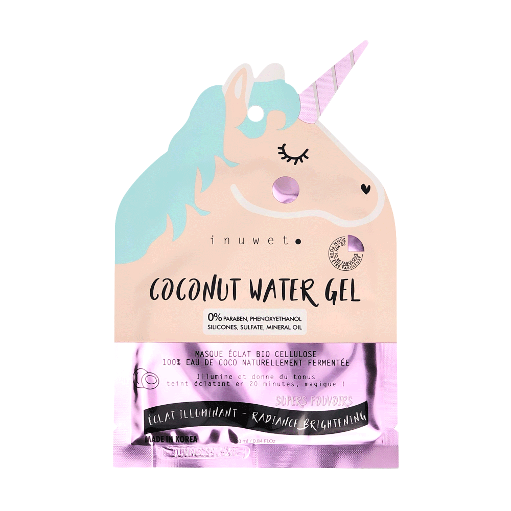 INUWET Masque tissu Licorne visage - eclat illuminant Rose 30ML
