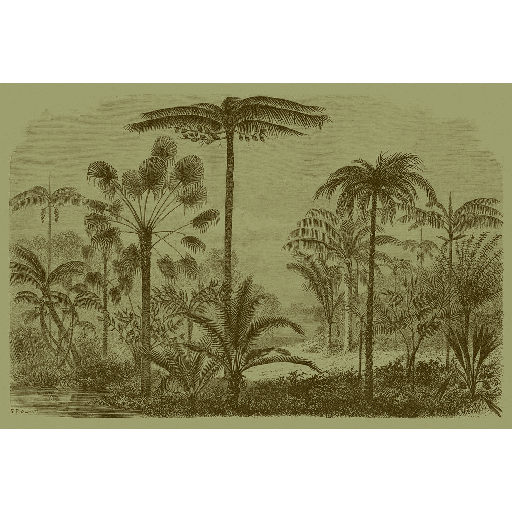 Papier peint panoramique XL Auxence Vert tilleul Satiné