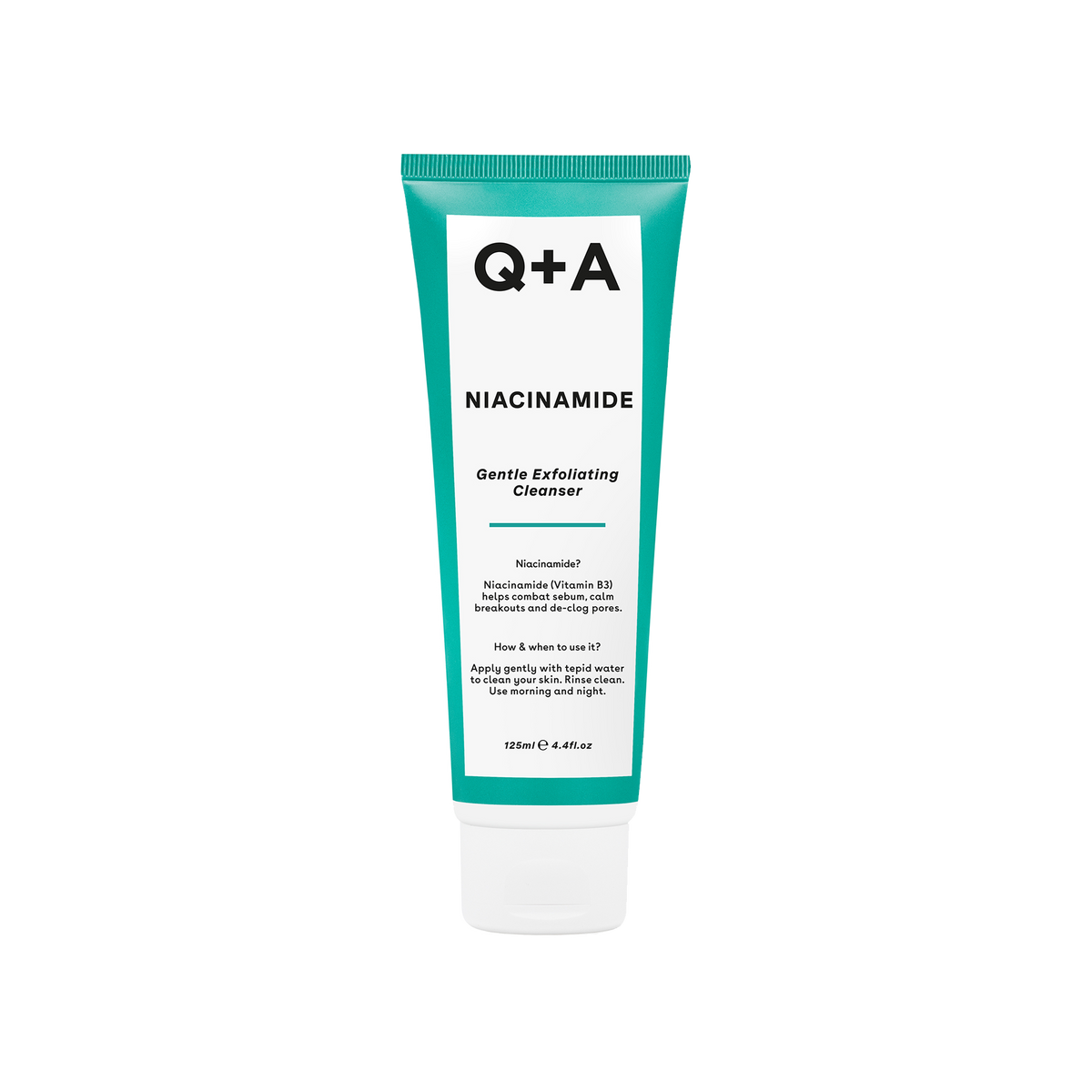 Q+A Soin visage Nettoyant exfoliant doux niacinamide Vert 125ML