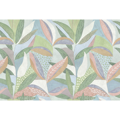 Papier peint panoramique XL Fiorella Vert et rose pastels Satiné