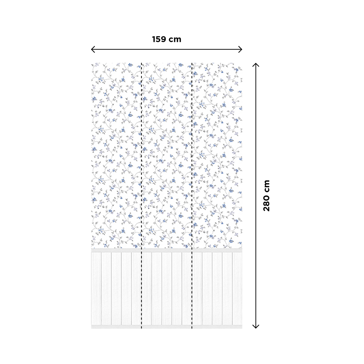 Papier peint panoramique L Bettina panel Bleu jean et écru Satiné