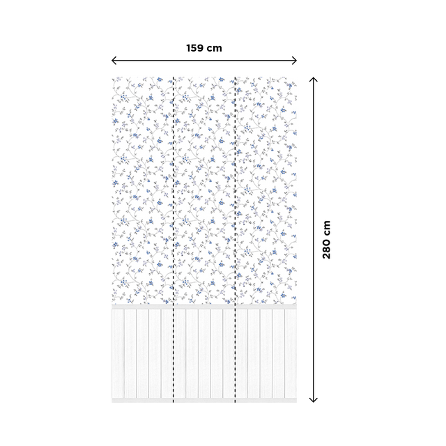 Papier peint panoramique L BETTINA PANEL 159 x 280 cm bleu jean et écru