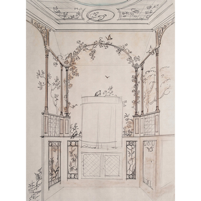 Papier peint panoramique L Juline Écru rosé Satiné