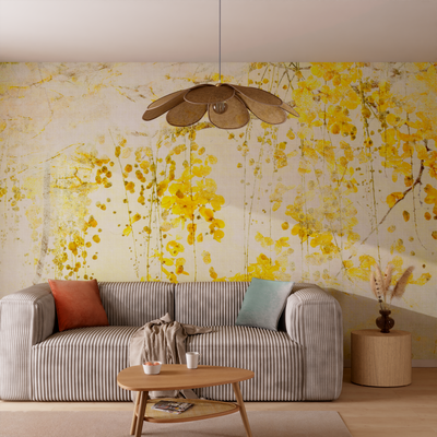 Papier peint panoramique XL Glycelia Bouton d’or Satiné