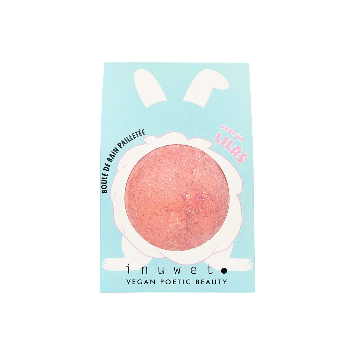 INUWET Boule de bain Pailletee effervescente Rose Lilas 120G