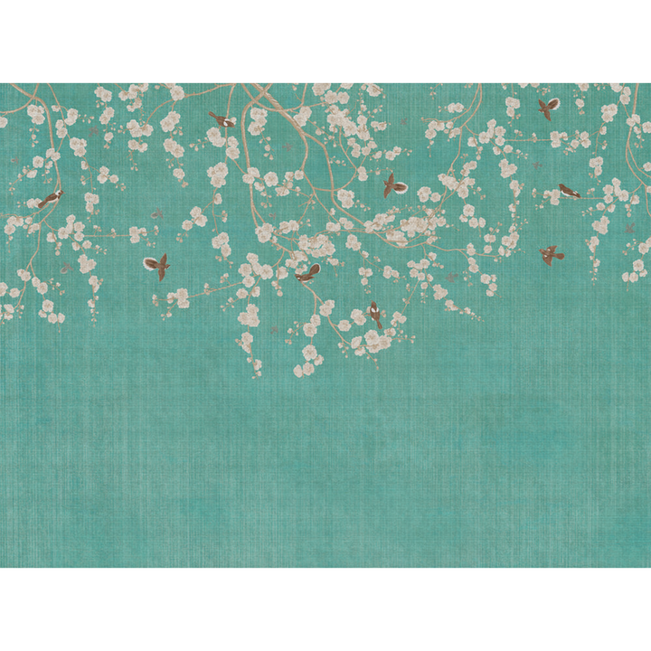 Papier peint panoramique XL Soline Bleu turquoise Satiné