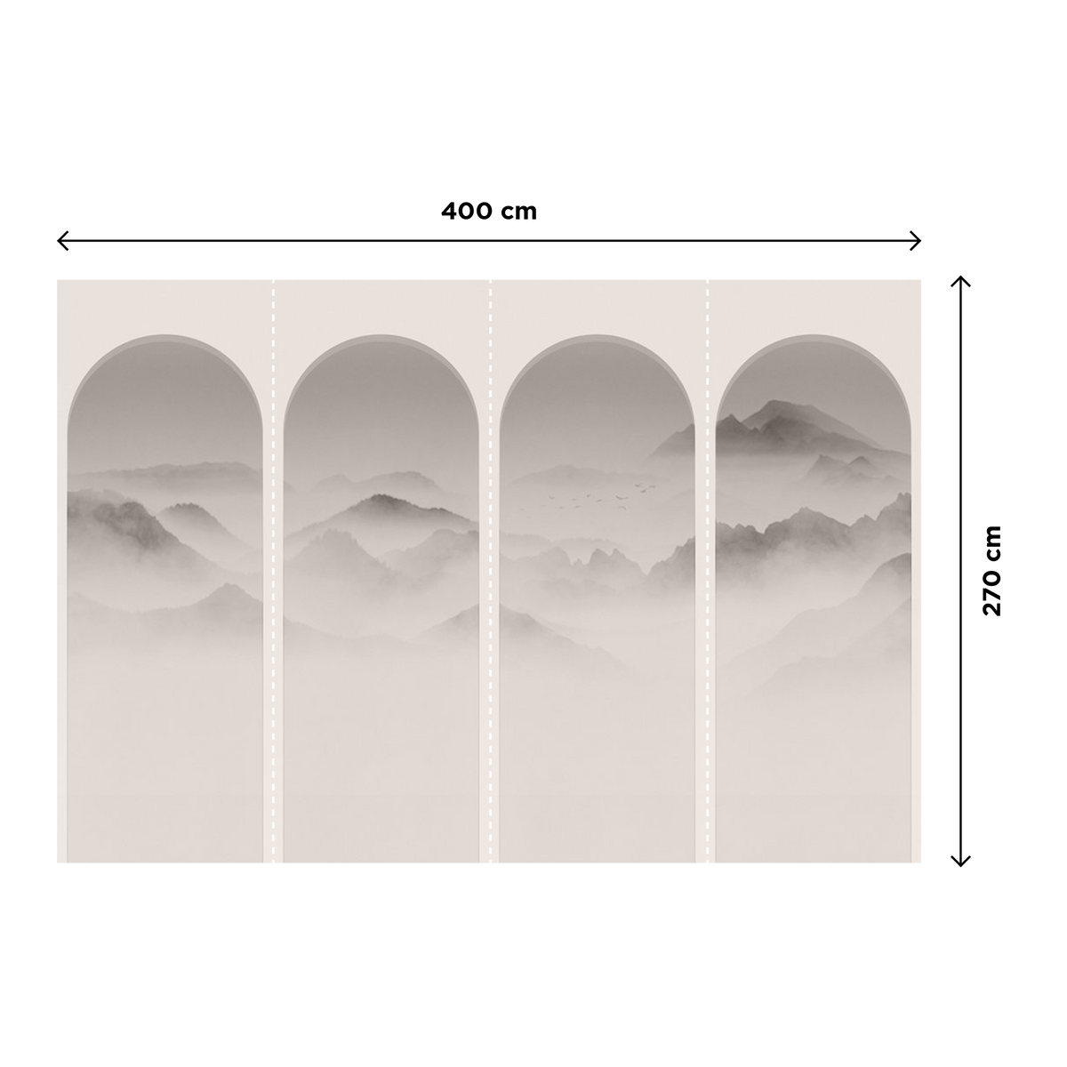 Papier peint panoramique XL Guilhem Lin et gris fumé Satiné