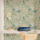 Papier peint intissé Ivanna Vert et beige rosé