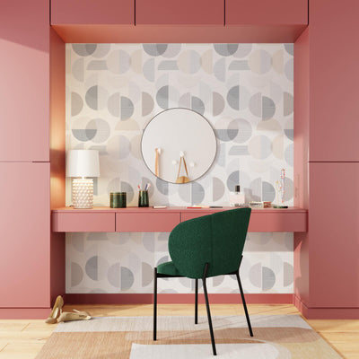 Papier peint intissé Ring Blanc et gris