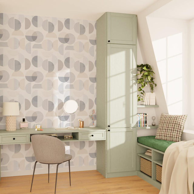 Papier peint intissé RING coloris blanc et gris