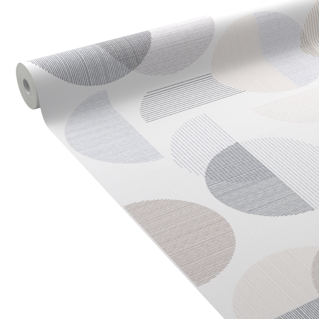 Papier peint intissé RING coloris blanc et gris