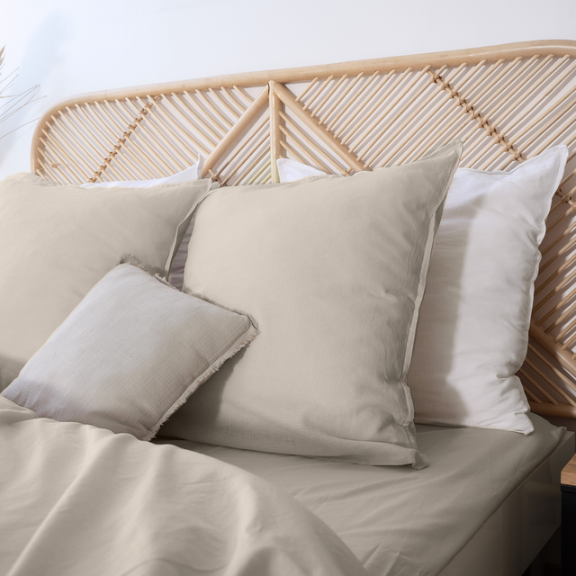 Parure de lit lin et coton lavé MACHA sable 240 x 220 cm