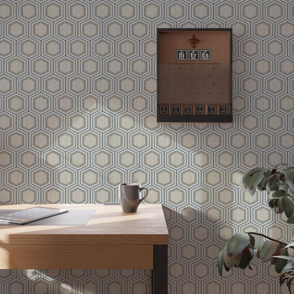 Papier peint intissé Denver Bois clair et noir