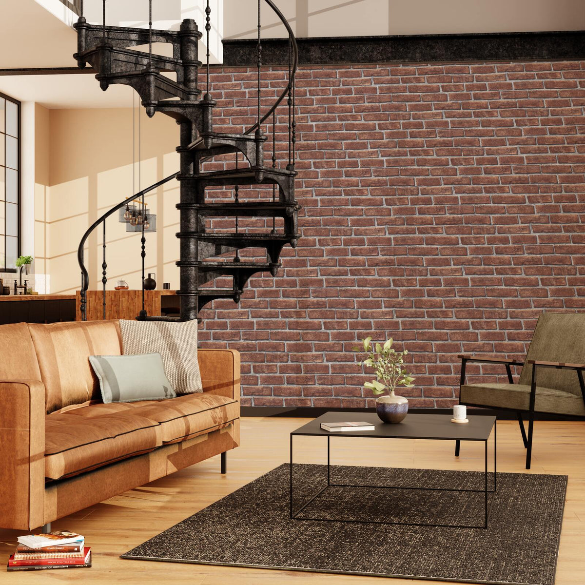 Papier peint intissé Montréal Rouge brique