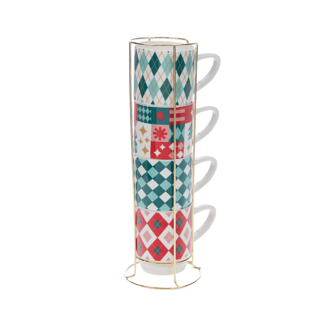 Amadeus Cades Coffret tasses SANTA Rouge, vert, blanc
