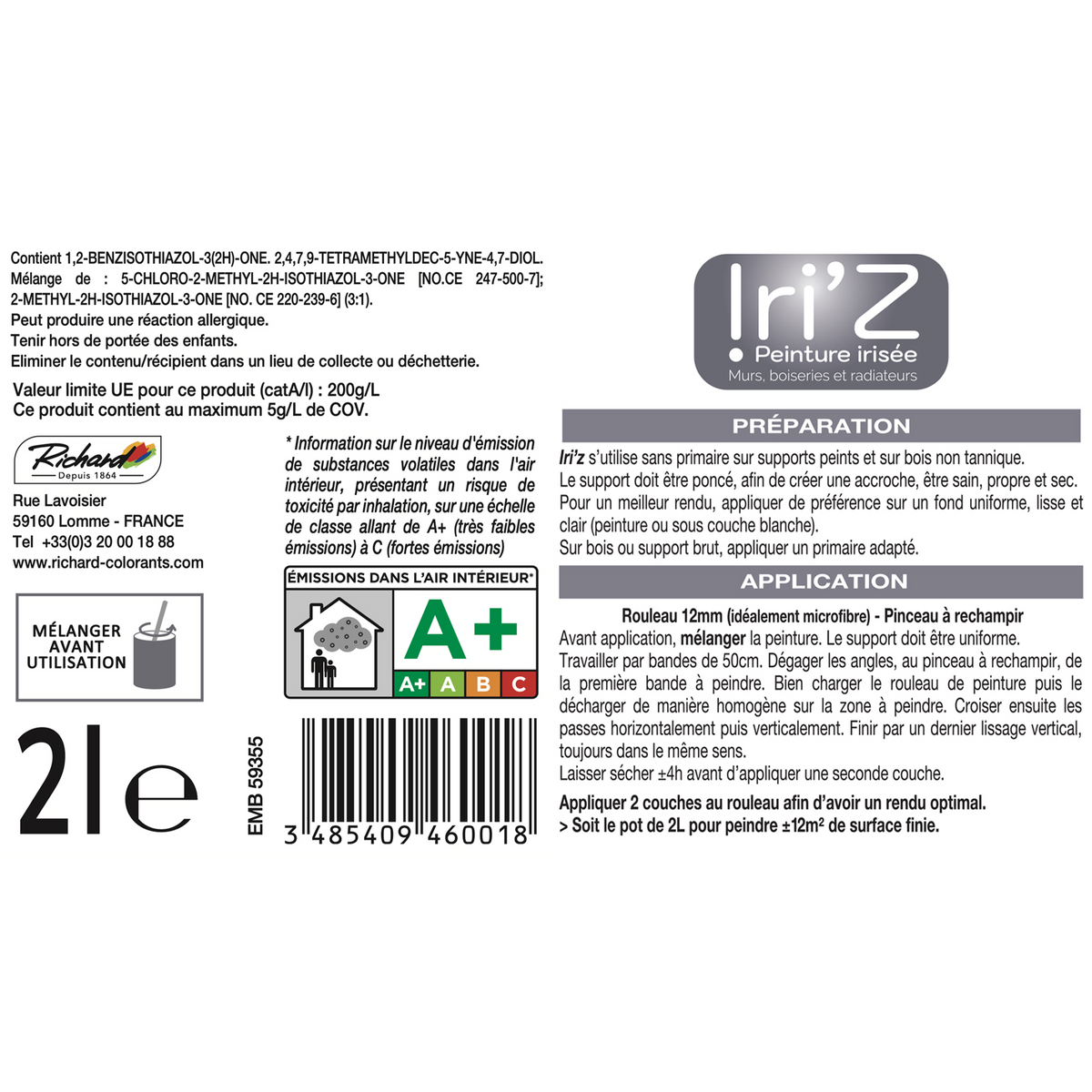 RICHARD Peinture Iriz Loup argenté Brillant 2L