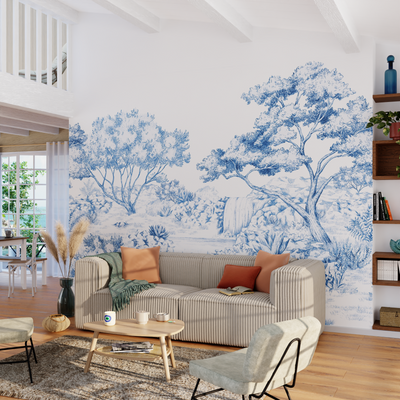 4MURS Papier peint panoramique XL Calandra Bleu royal Satiné