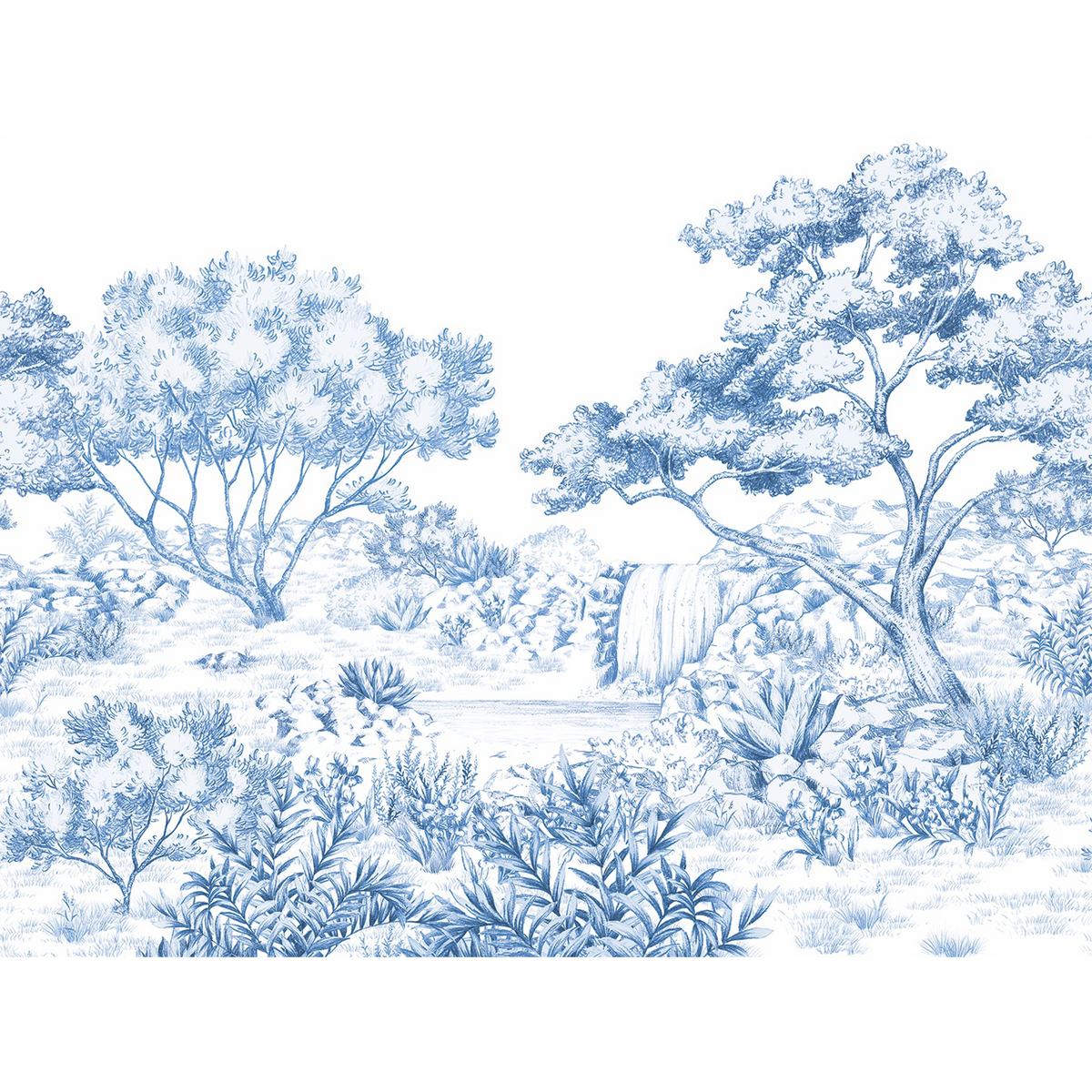 4MURS Papier peint panoramique XL Calandra Bleu royal Satiné