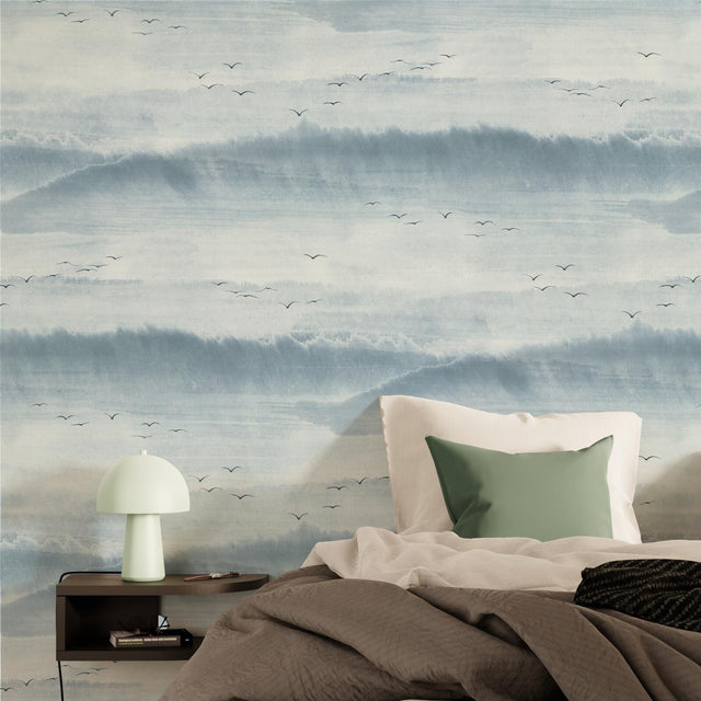 Papier peint intissé ALBATRAS coloris bleu grisé