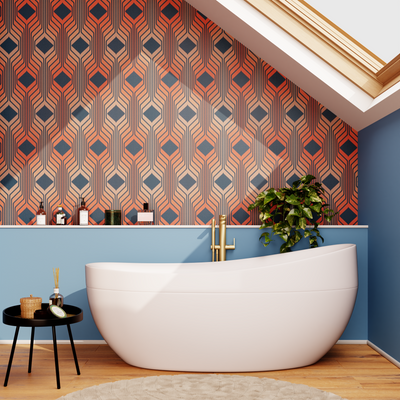 Papier peint intissé Elbée Rose et bleu