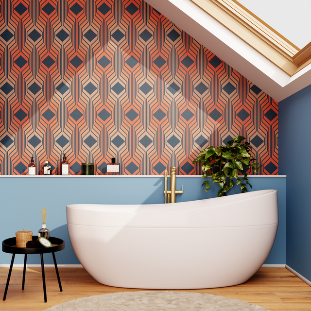 Papier peint intissé ELBÉE coloris rose et bleu