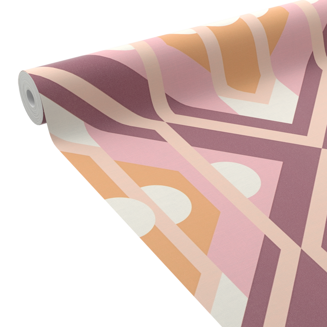 Papier peint intissé CATALINE coloris rose et orange