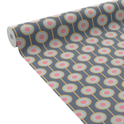 Papier peint intissé Milias Bleu foncé et rose