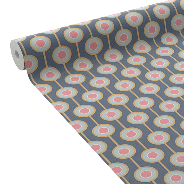 Papier peint intissé MILIAS coloris bleu foncé et rose