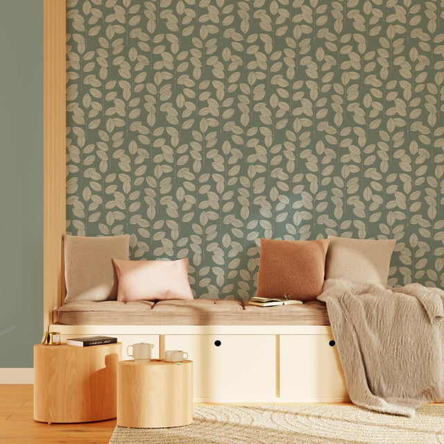 4MURS Papier peint intissé HENDI coloris vert de gris