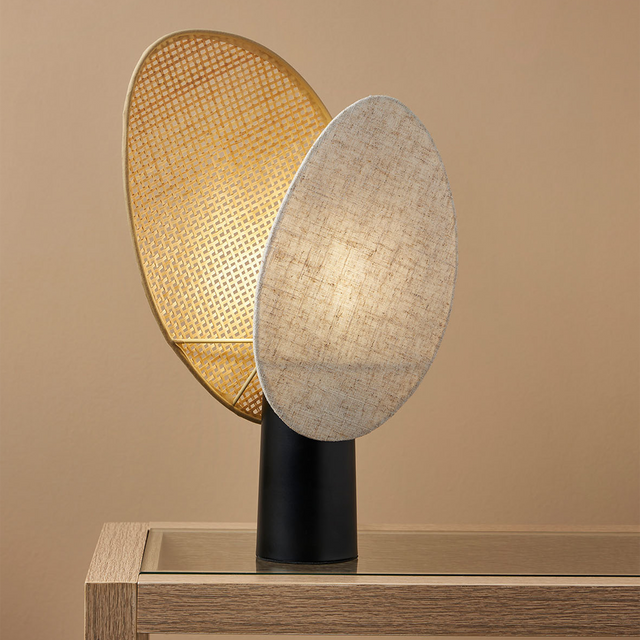 Ostaria Lampe à poser ALMERIA noir et lin 40 x 25,6 cm