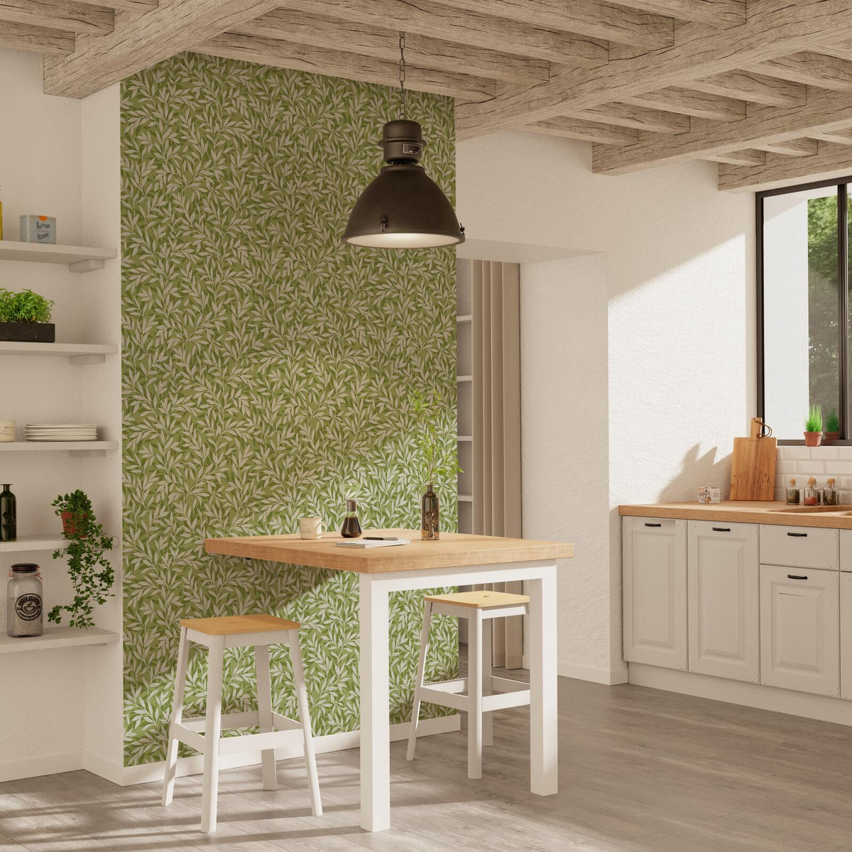 4MURS Papier peint intissé Lisbet Vert mousse