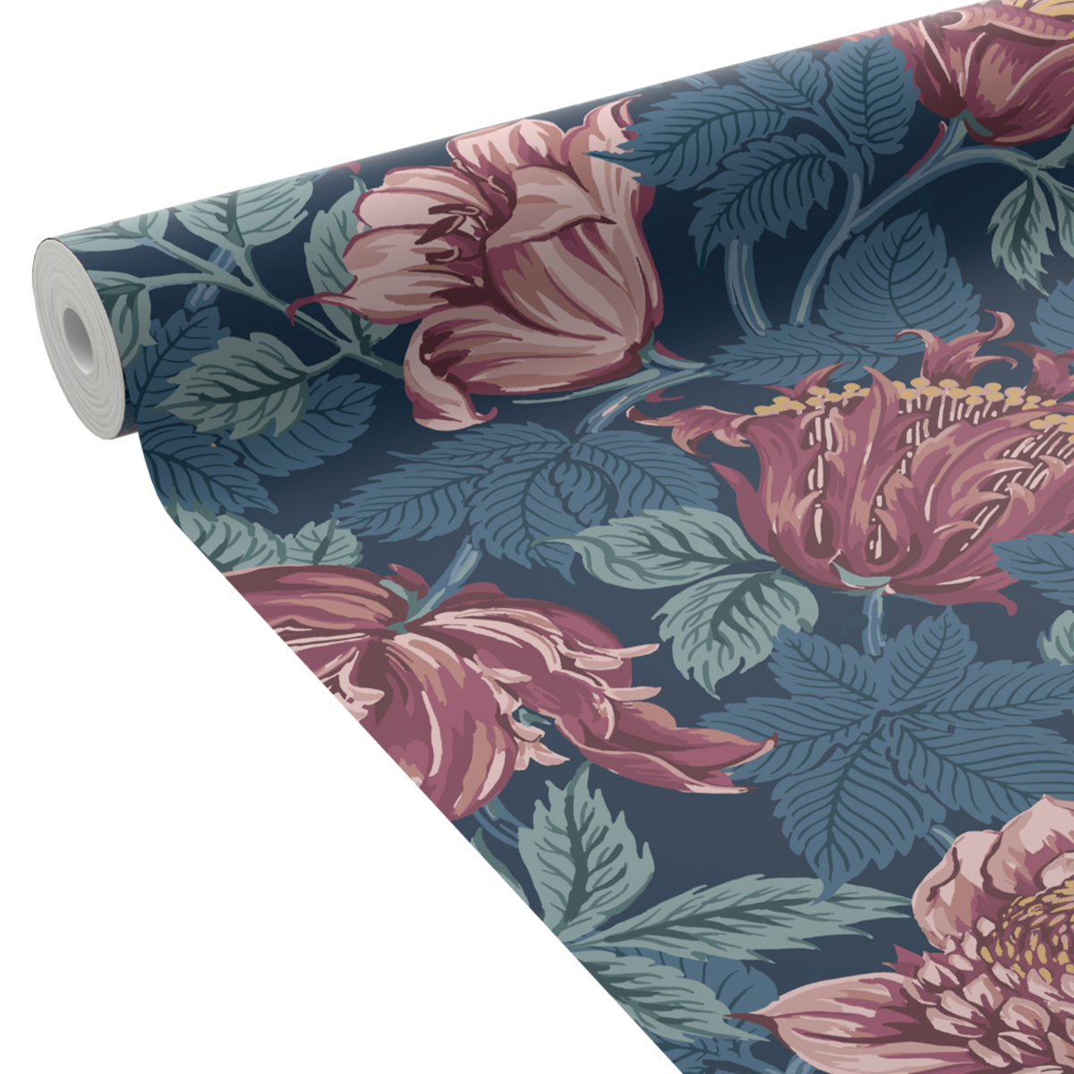 4MURS Papier peint intissé Kayleen Bleu saphir et magenta