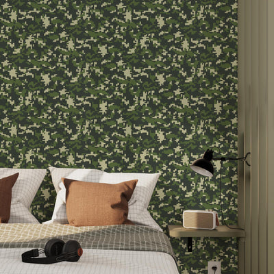 4MURS Papier peint intissé Camo Vert kaki
